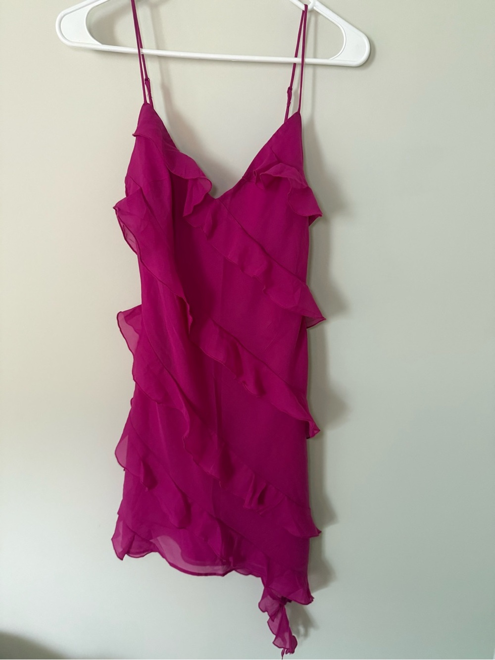 Fuchsia asymmetrical ruffle dress